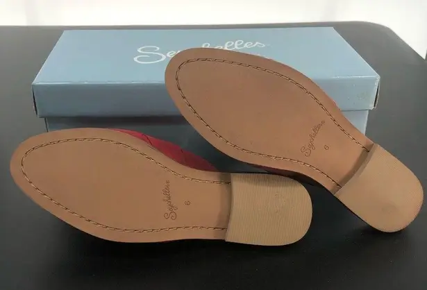 Seychelles Existence Red Suede Basket Weave Flat Mules New in Box