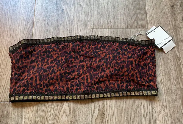 Platinum by Solange Ferrarini Cheetah Print Bandeau Bikini Top Size D NWT