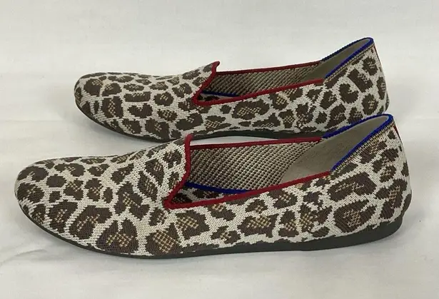 Rothys The Loafer Mocha Spot Leopard Flats Shoes Knit Slip On Round Toe Sz 7 Brown