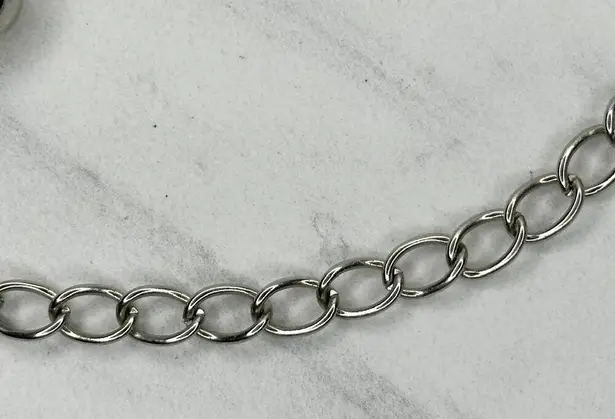 Rhinestone Heart Flower Chain Belt Y2K Silver Tone Metal Links OS ✨