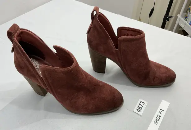 Vince Camuto Womans  Francia Slip On Booties 9.5 M Rust Cut Out Sides Block Heel