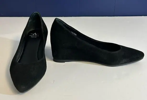 Aquatalia Posie Black Suede Wedge Pumps Size 7
