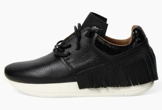Esseutesse Fringe Leather Sneaker Rare Black on Black Italian Size 37 (US 7