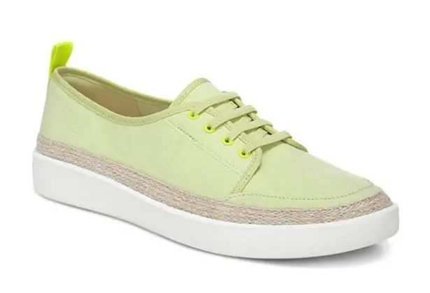 Vionic Lime Jovie Citrine Canvas Low Top Espadrille Sneakers Size 6 Comfort