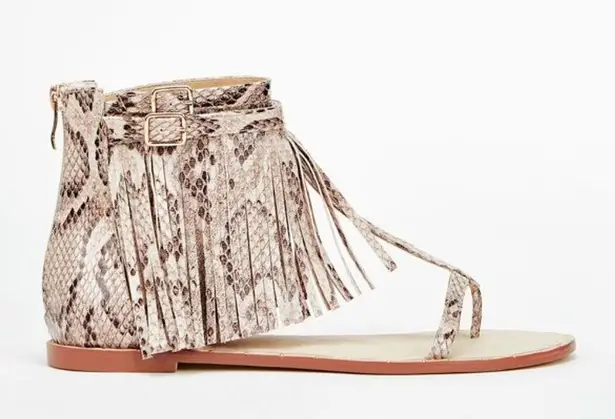 JustFab  Winnifred reptile fringe sandals size 6½