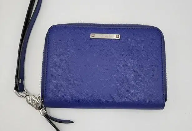 Stella & Dot Women's Wallet OS Blue Chelsea Cobalt Clutch Wristlet Zip Closure