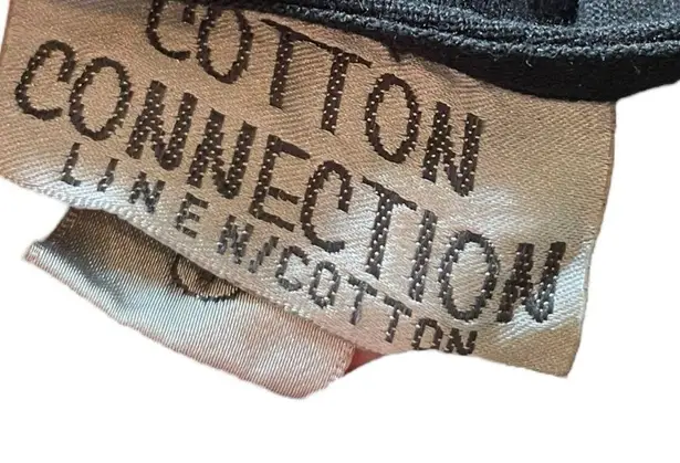 Cotton Connection Linen Black Pink Embroidered Palm Tree Tropical Preppy Dress