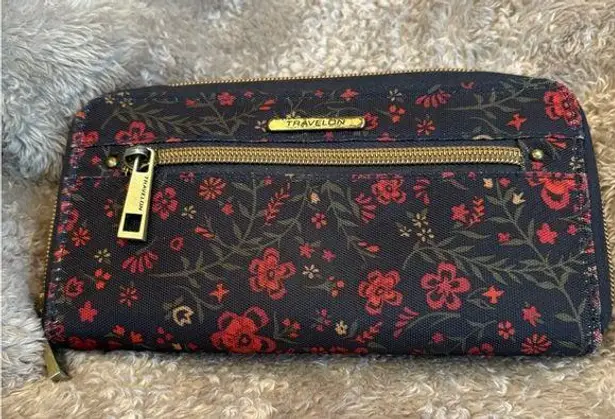 Travelon Women's Floral Wallet - Black and Red