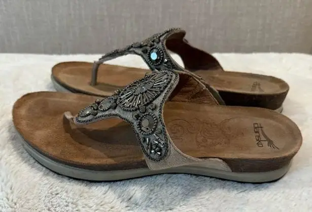 Dansko Women's Pamela Thong Taupe Jewelled Size 41