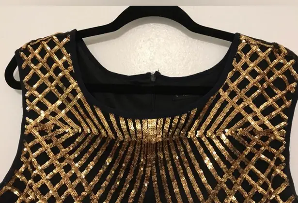 Formal Evening gold black sequin lined dress women’s size small