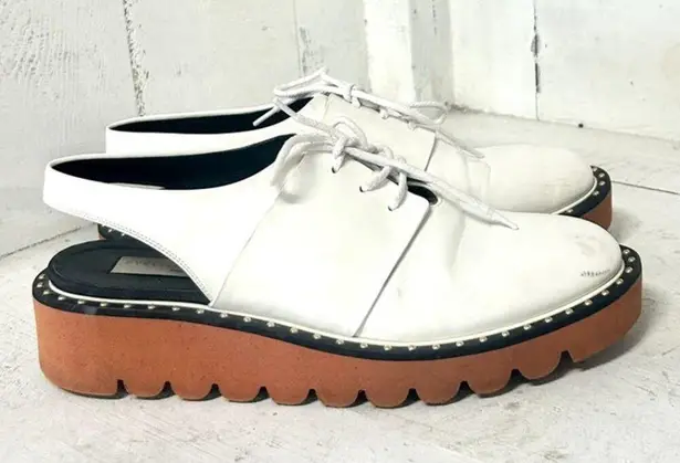 Stella McCartney Vegan Leather Slingback Oxfords Shoes White Women's Size 38/7.5