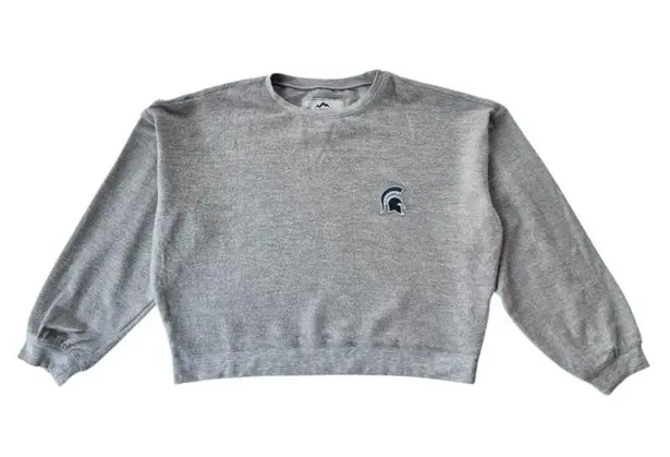 NCAA Michigan State Spartans Women's Cropped Crewneck Fleece Sweatshirt Grey, M Gray Size M