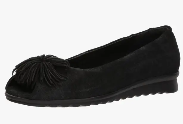 The Flexx Women's Boco Loco Peeptoe Ballet Flat- Black- Size 7