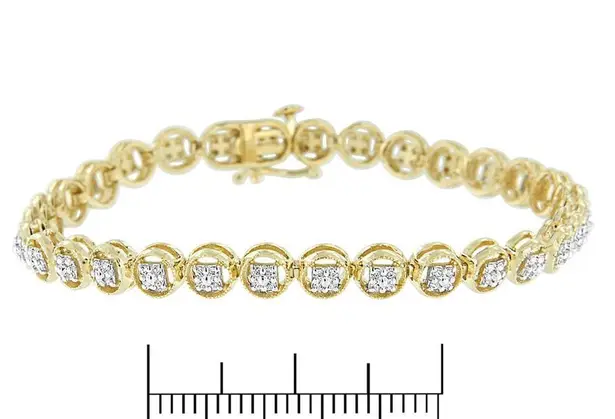 Brilliance NIB Haus of  14K Yellow Gold Sterling Silver Diamond Tennis Bracelet