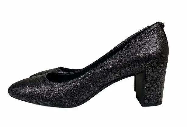 Donald Pliner Womens 7M Corin Suede Dress Pump Black Silver Metallic NEW