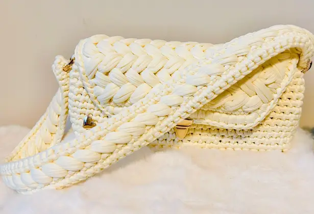 Handmade Honeycomb Shoulder Bag w/ Heart Accent