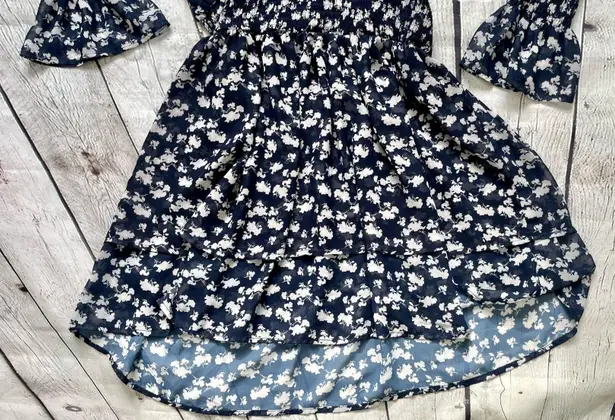 Lucca Couture Navy Smocked Ditzy Floral Print Dress NWT!