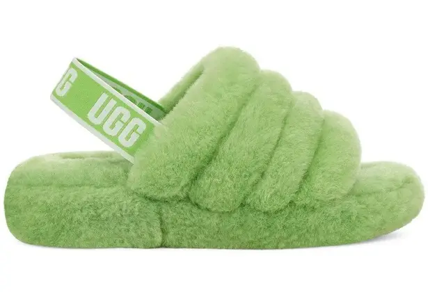 UGG NEW SZ 5 Women's Fluff Yeah Slide Shearling Fur 1095119 in Apple Sandal logo