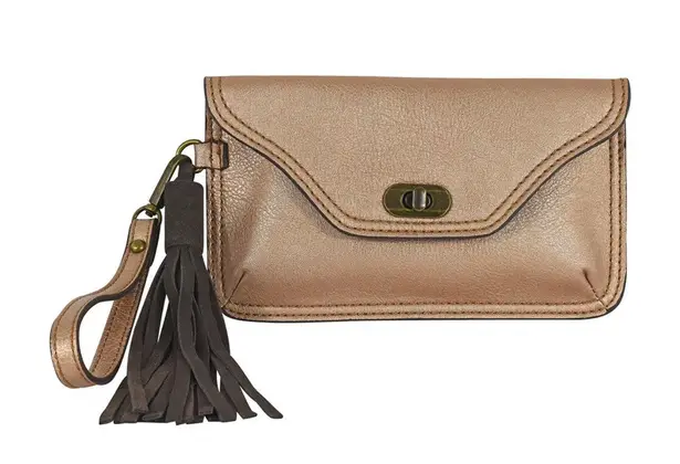 NWT! Trenditions Catchfly Women's Fringe Clutch Wristlet in Rose Gold