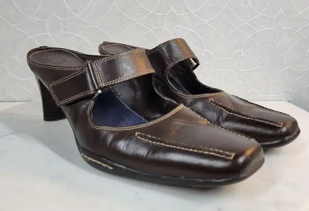 Aerosoles Two Beauty Womens 9.5 Brown Leather Mary Jane Square Toe Open Back