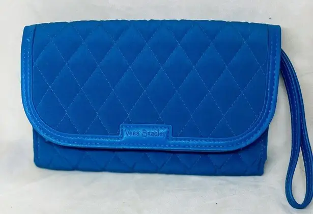 Vera Bradley  Bahama Bay Wallet Wristlet Quilted Clutch Organizer Leather Trim