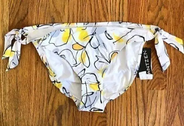 Jantzen NEW NWT  White Yellow Gray Black Floral Tie Knot Y2K Bikini BOTTOM 14