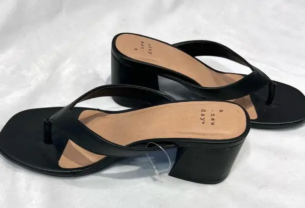 A New Day black low chunky heel sandal size 6.5 NWOT