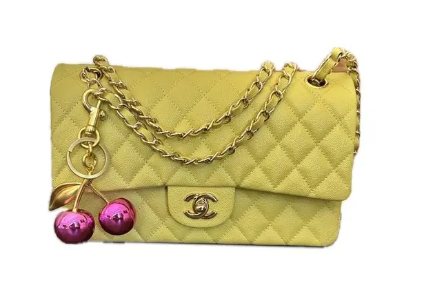 Purple Iridescent and Gold Cherry Bag Charm or Keyring