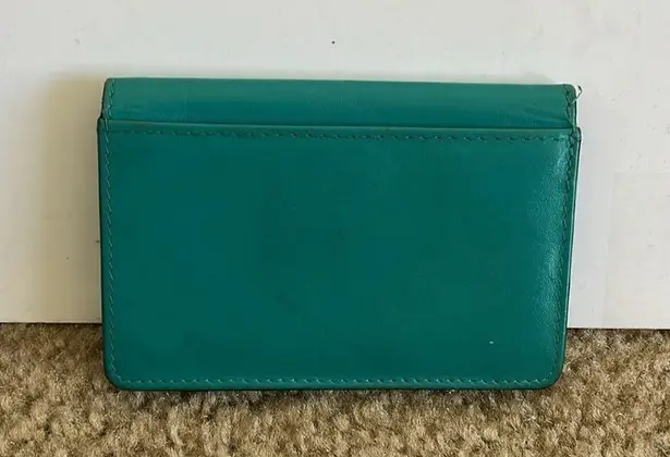 Oakley Teal soft smooth leather snap button mini coin purse cardholder tiny bag