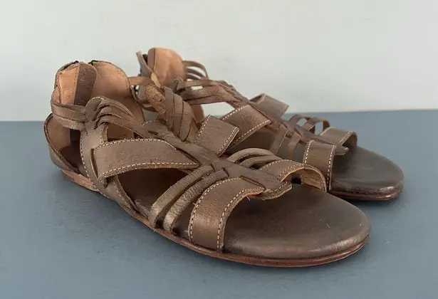 Bed Stu Cara Light Brown Rustic Strappy Gladiator Leather Sandals Size 8