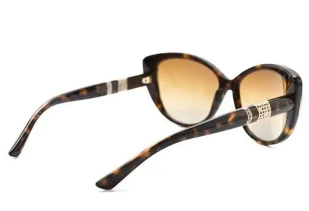 BVLGARI Crystal Embellished Cat Eye Tortoise Shell Sunglasses