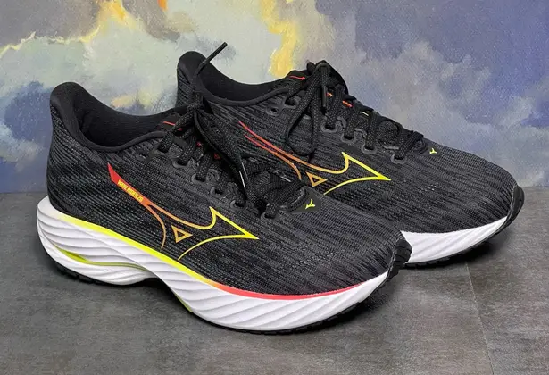 Mizuno Wave Rider 28 Womens Black/Evening Primrose Running Shoes Size 7