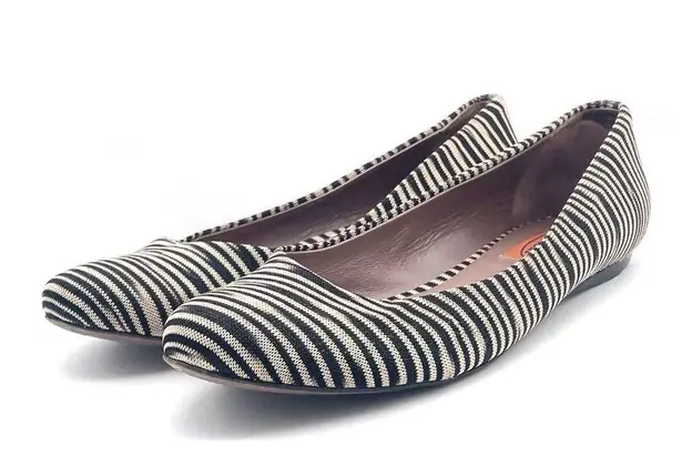 Missoni Ballet Flats Striped Fabric Black Tan Ballerina Flat Size 38.5 | US 8.5
