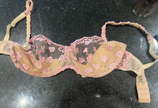Y2K Pink Heart and Brown Lace Bra Size undefined