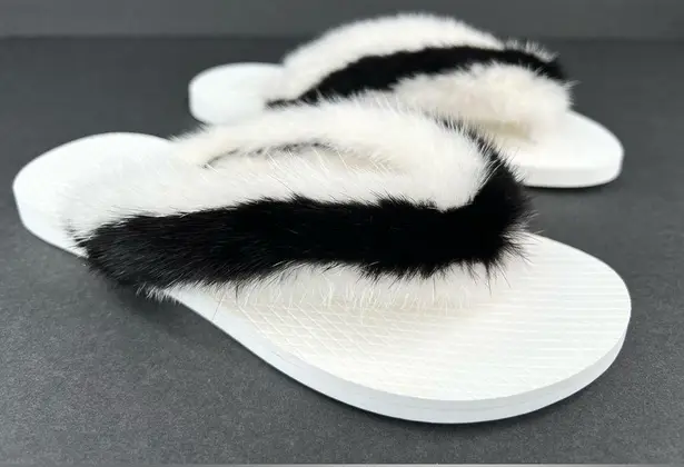 Valentino Garavani Mink Fur Rubber Flip Flop Women Sandals Size EU 35