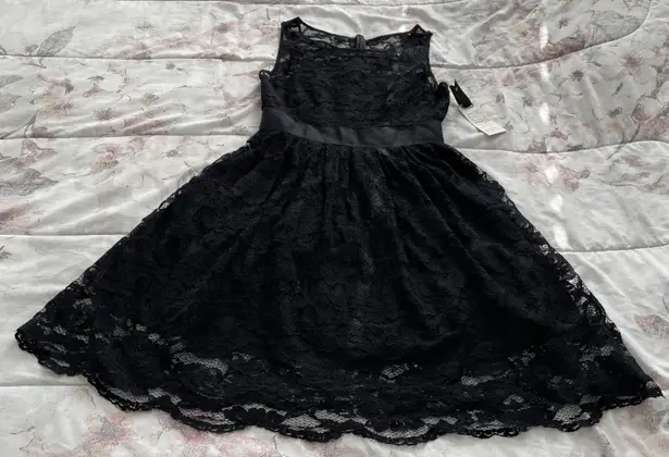 BB Dakota NWT  Black Lace Fit & Flare Lined Mini Dress, size 2