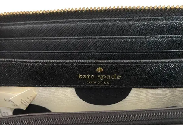 Kate Spade  Zip Around Long Continental Wallet Black Gold