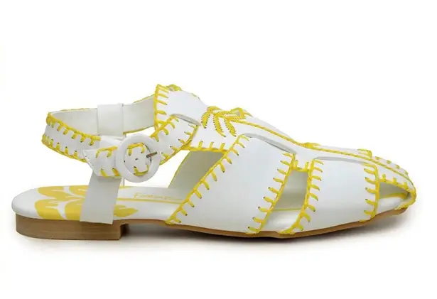 Farm Rio Yellow Bohemian Embroidered Whipstitch Palm Tree Fisherman’s Sandal 10