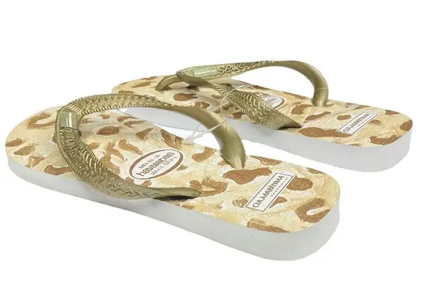 Havaianas new x CIA Maritima ☼ Limited Ed Flip Flops ☼ Metallic Gold Leopard ☼