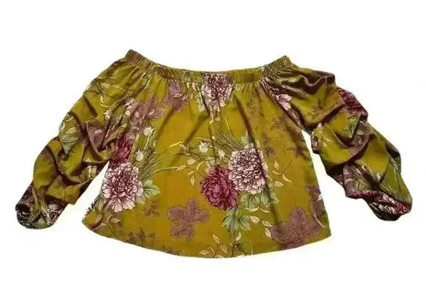 Sans Souci Women’s Size Large Fall Floral Off Shoulder Puff Sleeves Top