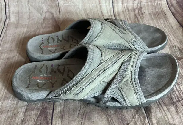 Merrell Taupe Slide II Sandal SIZE 9 Putty Khaki Leather Open Toe Slip On