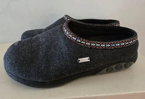Therafit Heather Wool Slipper Clog Womens Gray Indoor Outdoor Slip On Size 9.5