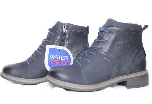 Josef Seibel Selena 50 Waterproof Leather Booties Size 6/6.5 NIB Black