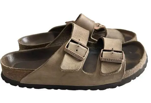 Birkenstock  Arizona Leather Double Straps Sandal Women's 9 /39 Tan Soft Sole