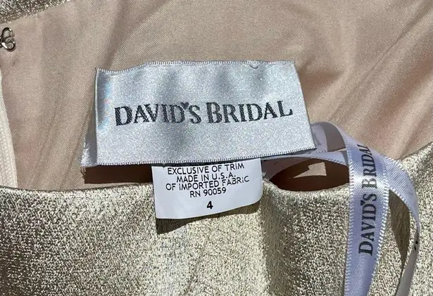 David's Bridal  Womens Gold Metallic Champagne Strapless Dress Size 4 Wedding