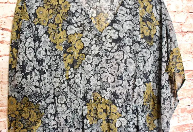 Beach By Exist Azur | black cream floral swim cover up/kaftan Sheer