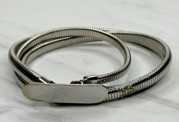 The Bar Vintage Buckle Silver Tone Coil Stretch Cinch Belt Size Small S Womens