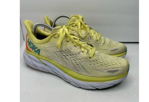 Hoka Womens size 9.5 B Clifton 8 Yellow Running Sneakers 1119394