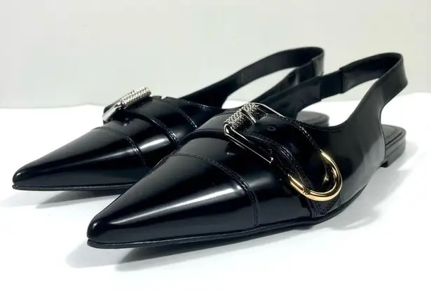 Givenchy Voyou Pointed Toe Slingback Ballet Flat Black 39.5 NEW
