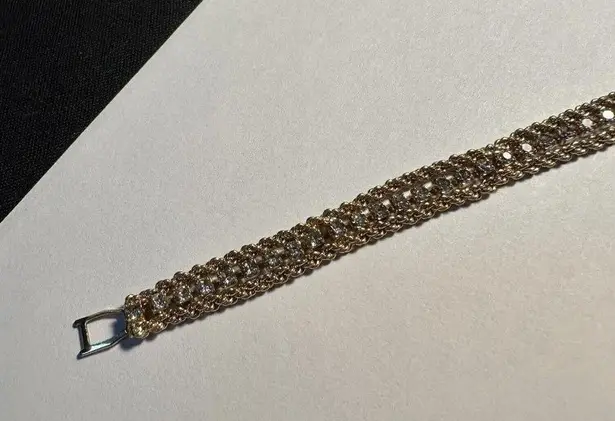 Women’s Gold Tone Rope Chain Clear Rhinestone Tennis Bracelet 7 1/8 Inch